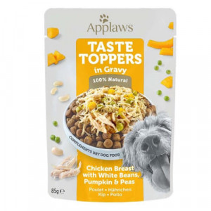 APPLAWS DOG TOPPERS konservi suņiem Vistas krūtiņa, dārzeņi mērcē 85g